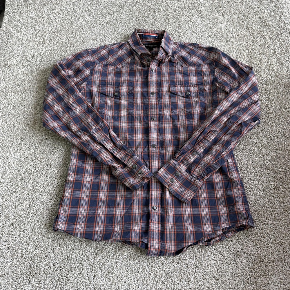 Banana Republic Shirt Mens Small Blue Plaid Long Sleeve Button Up Slim Casual